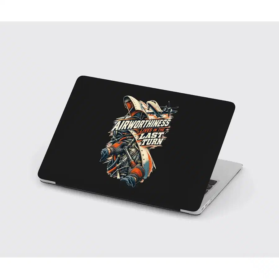 Airworthiness Lives In The Last Turn design on black MacBook case