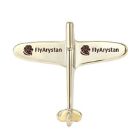 Thumbnail for Side view of FlyArystan Airplane Shape aviation airplane-shape brooch in polished alloy, polished finish.