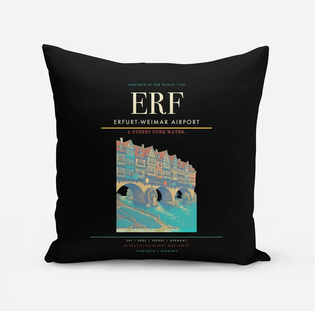Erfurt-Weimar Airport (ERF) design on black pillow