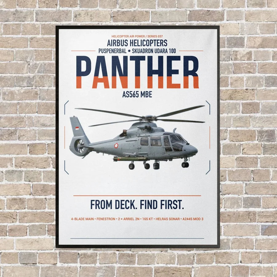 Airbus Helicopters AS565 MBe Panther vertical canvas print - framed - white background