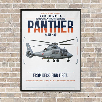 Airbus Helicopters AS565 MBe Panther vertical canvas print - framed - white background