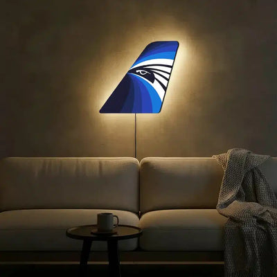 Egyptair Airlines aviation design on durable metal with LED aircraft tail wall art.