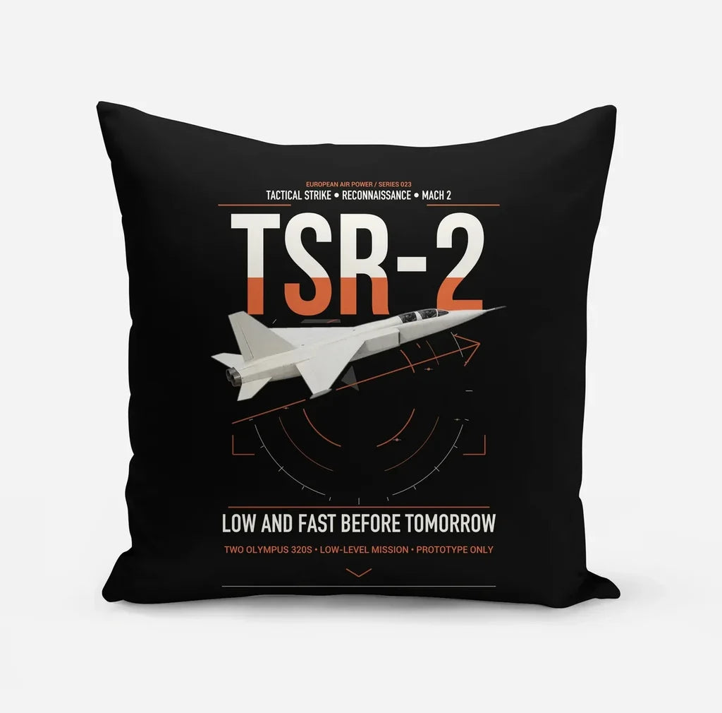 BAC TSR-2 design on black pillow