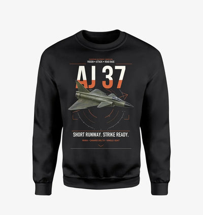 Saab AJ 37 Viggen design on black sweatshirt
