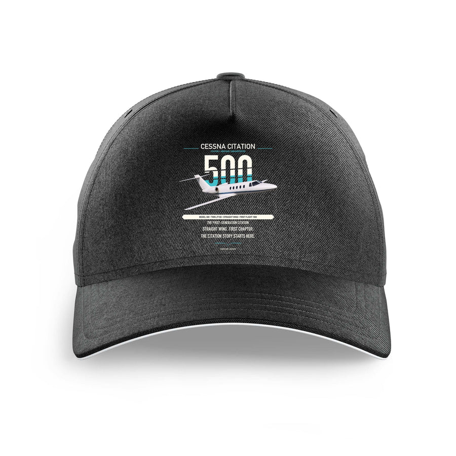 Cessna Citation 500 - Citation I design on black printed hat