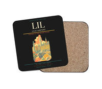 Thumbnail for Lille Airport (LIL) design on black 1 piece coaster