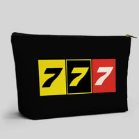 Thumbnail for Flat Colourful 777 aviation design zipper pouch, durable polyester construction.