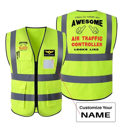 Air Traffic Controller aviation design printed on high-visibility reflective fabric reflective vest.