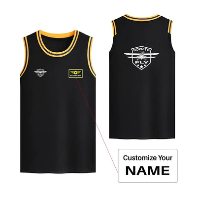 Born To Fly Basketball Style Sports aviation design printed on quick-dry breathable fabric men's sport tank top.