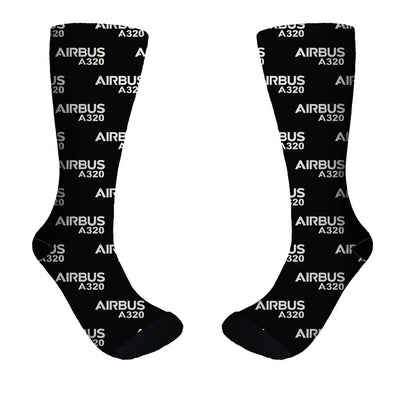 Airbus A320 & Text aviation design on soft cotton blend socks.