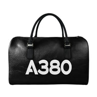 Thumbnail for Airbus A380 Flat Text aviation design leather travel bag, full-grain leather construction.