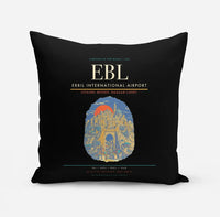 Thumbnail for Erbil International Airport (EBL) design on black pillow