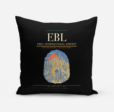 Erbil International Airport (EBL) design on black pillow