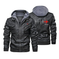 Thumbnail for Aviation Heartbeats aviation design printed on genuine leather with detachable hood hooded leather jacket.