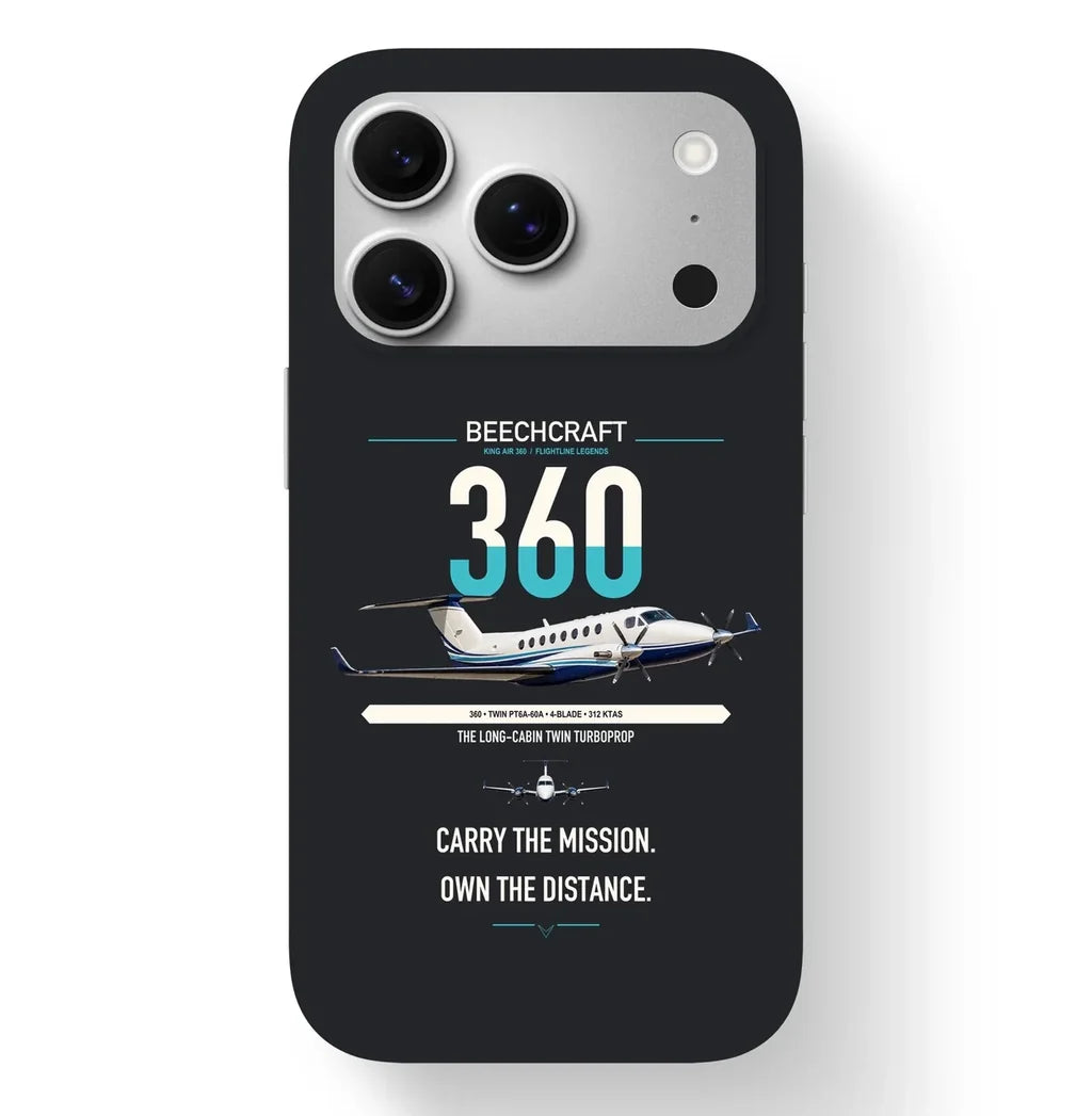 Beechcraft King Air 360 design on black magsafe iphone case, for iPhone 17 Pro