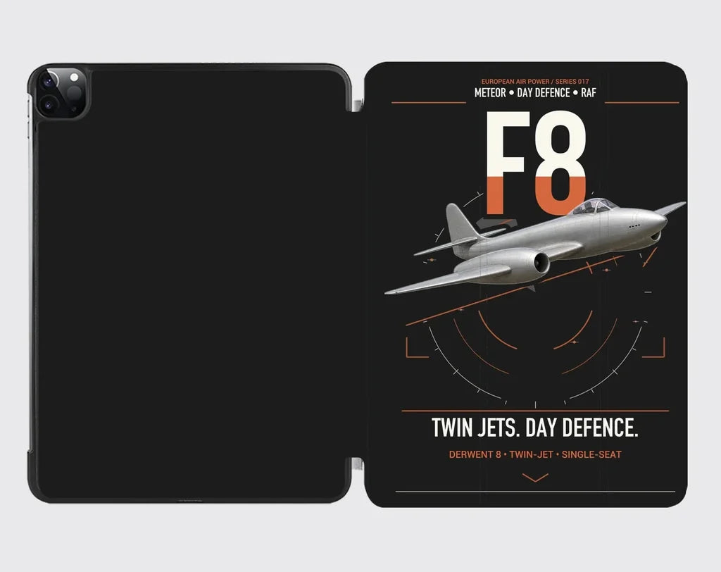 Gloster Meteor F8 design on black ipad tablet case