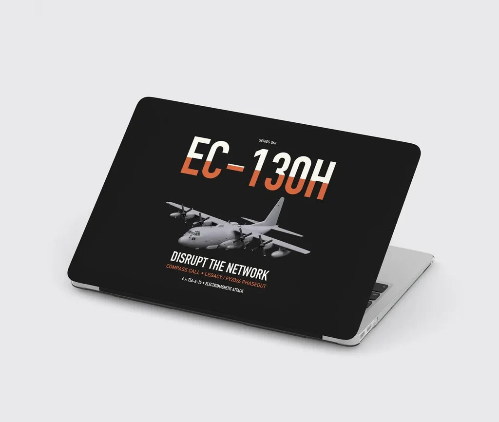 EC-130H Compass Call design on black MacBook case