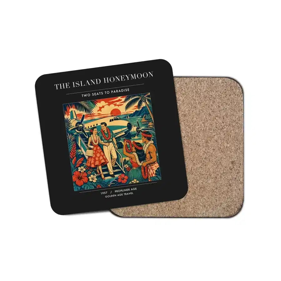 The Island Honeymoon - Designed Coasters design on black 1-piece