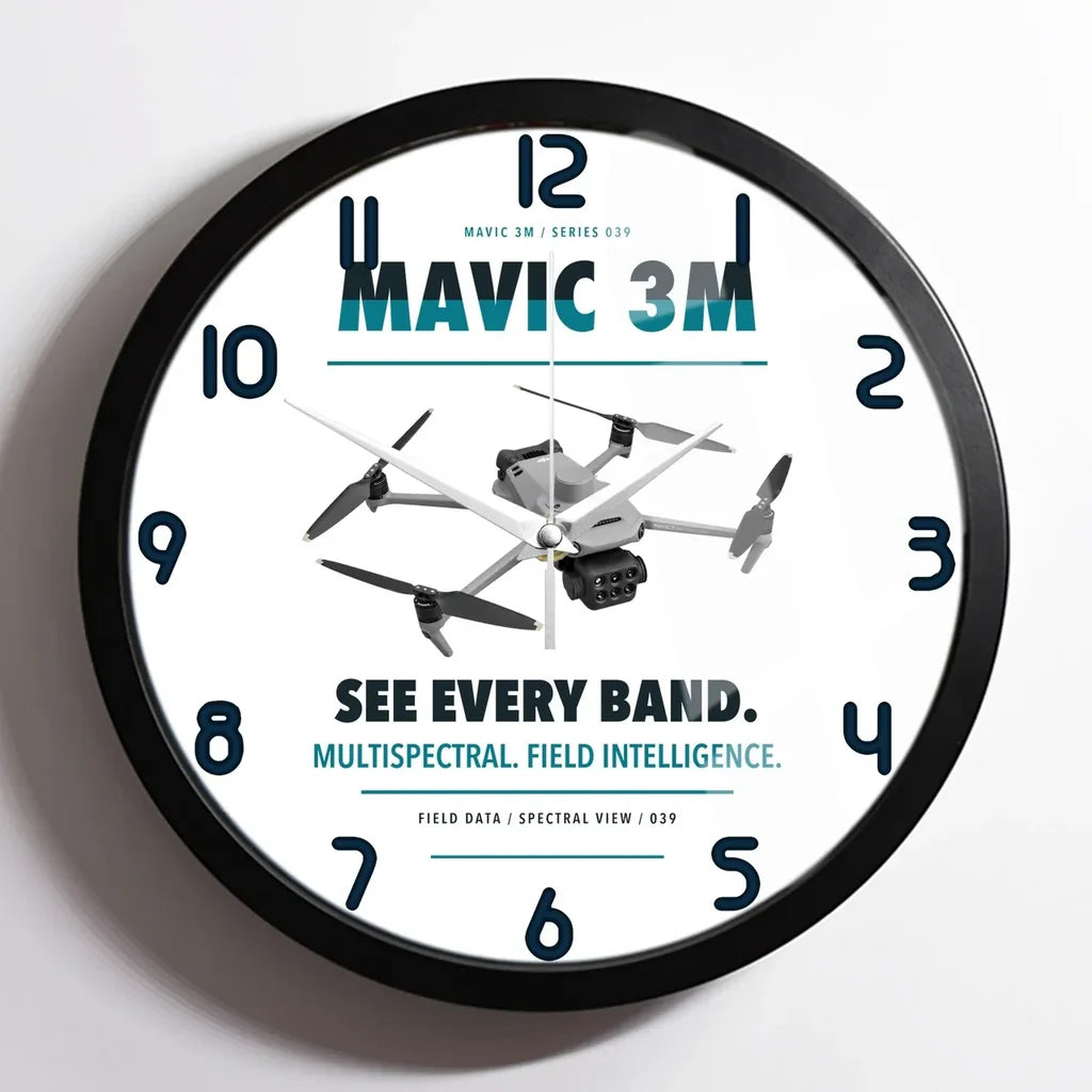 DJI Mavic 3 Multispectral design on white framed wall clock