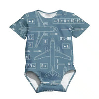 Thumbnail for Jet Planes & Airport Signs aviation design on gentle cotton 3D-printed baby bodysuit.