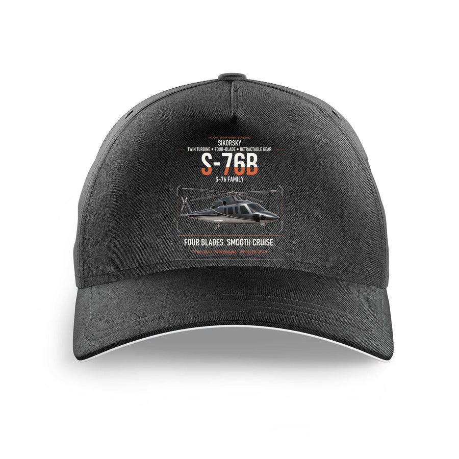 Sikorsky S-76B design on black printed hat