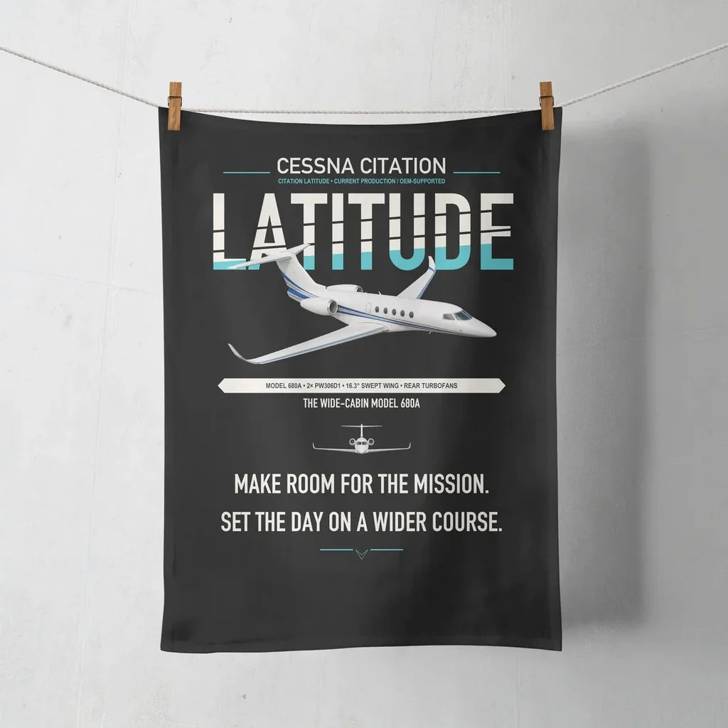 Cessna Citation Latitude design on black towel