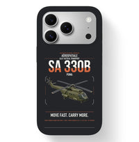 Thumbnail for Aérospatiale SA 330B Puma design on black magsafe iphone case, for iPhone 17 Pro