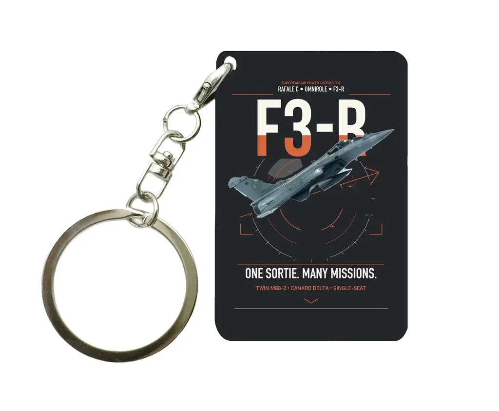 Dassault Rafale C — F3-R standard design on black designed key chain, double-side print