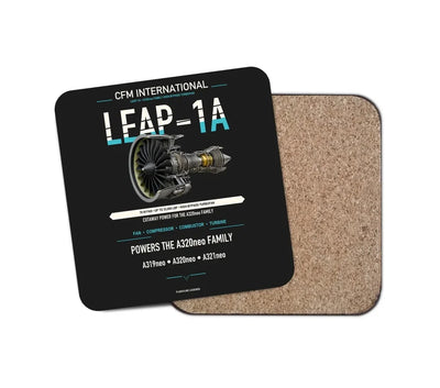 CFM LEAP-1A design on black 1 piece coaster