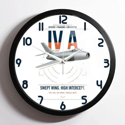 Dassault Mystère IV A design on white framed wall clock