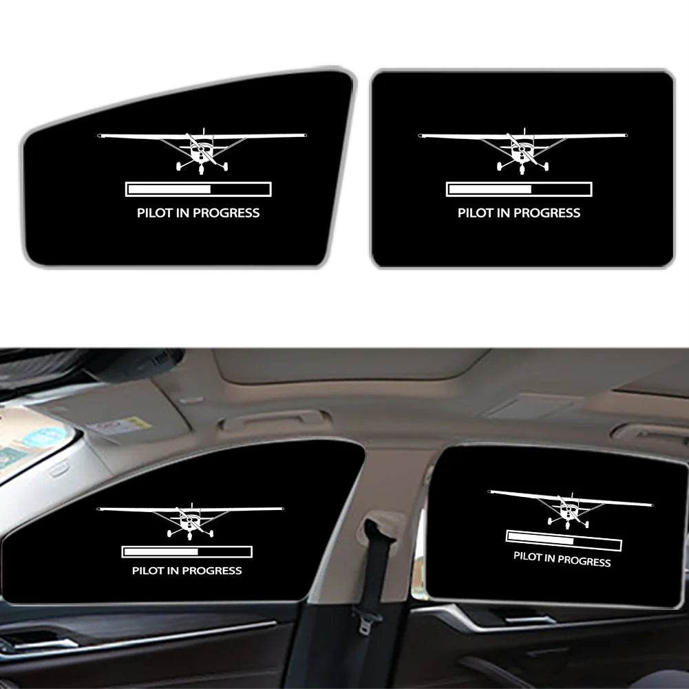 Pilot In Progress (Cessna) Car Sun Shade (Side window) aviation design on reflective polyester car side window sun shade.