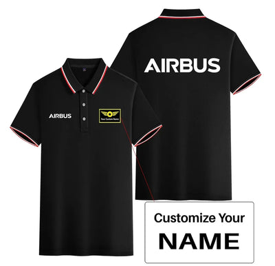 Airbus & Text Stylish Polo T-Shirts (Double-Side) aviation design printed on soft cotton stylish double-side polo.