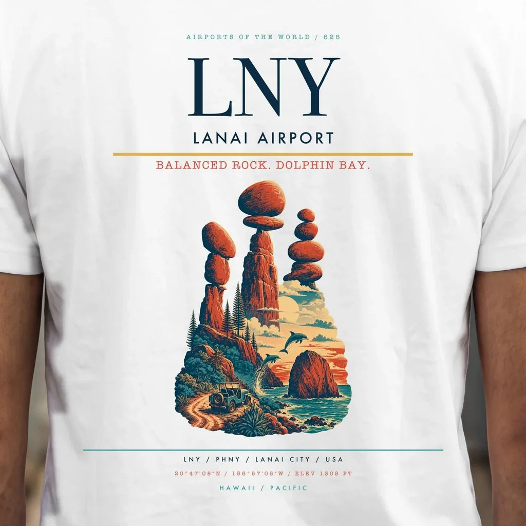Lanai Airport (LNY) double-side t-shirt design close-up cover