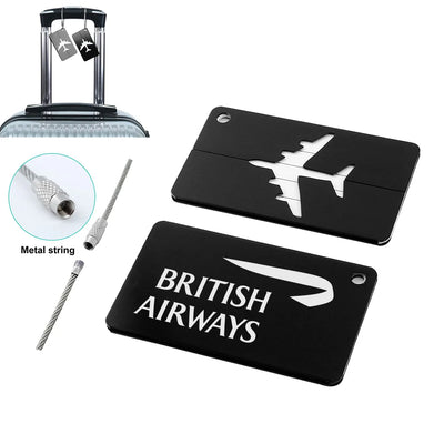 British Airways Airlines aviation print aluminum luggage tag, aircraft-grade aluminum.