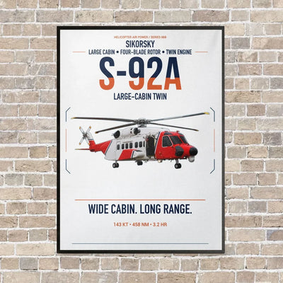 Sikorsky S-92A vertical canvas print - framed - white background