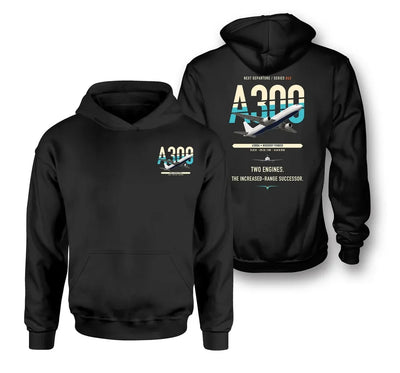 Airbus A300B4 design on black double-side hoodie