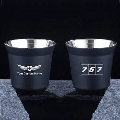 Flat Colourful 757 aviation design on double-wall coffee mug, vacuum-insulated double-wall.
