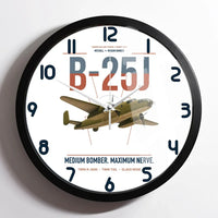 Thumbnail for B-25J Mitchell design on white framed wall clock