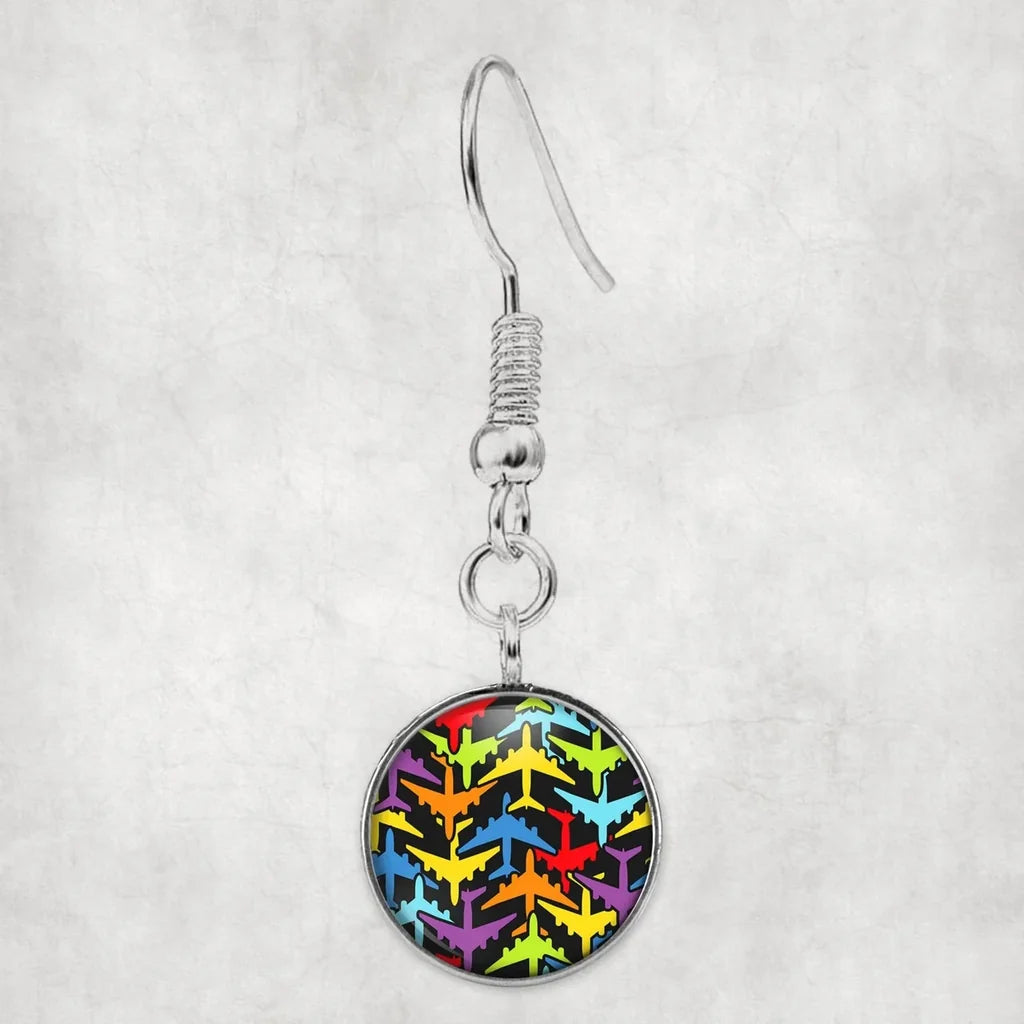 Super Colourful Airplanes aviation-themed earrings, polished hypoallergenic alloy.
