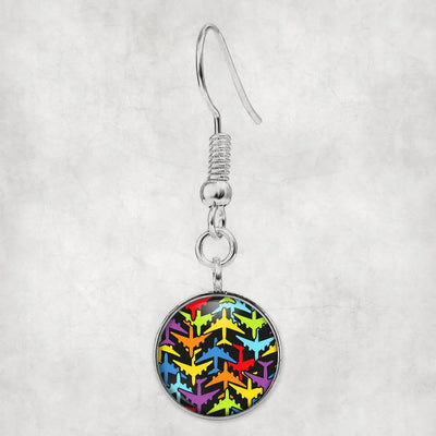 Super Colourful Airplanes aviation-themed earrings, polished hypoallergenic alloy.
