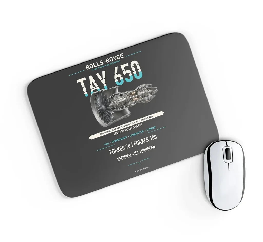 TAY 650 design on black rectangle mouse pad