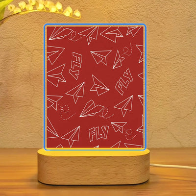 Paper Airplane & Fly (Red) aviation art night lamp in premium acrylic with LED.