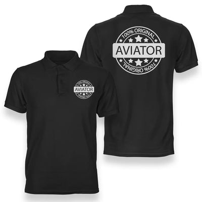 %100 Original Aviator aviation design printed on soft cotton double-side polo.