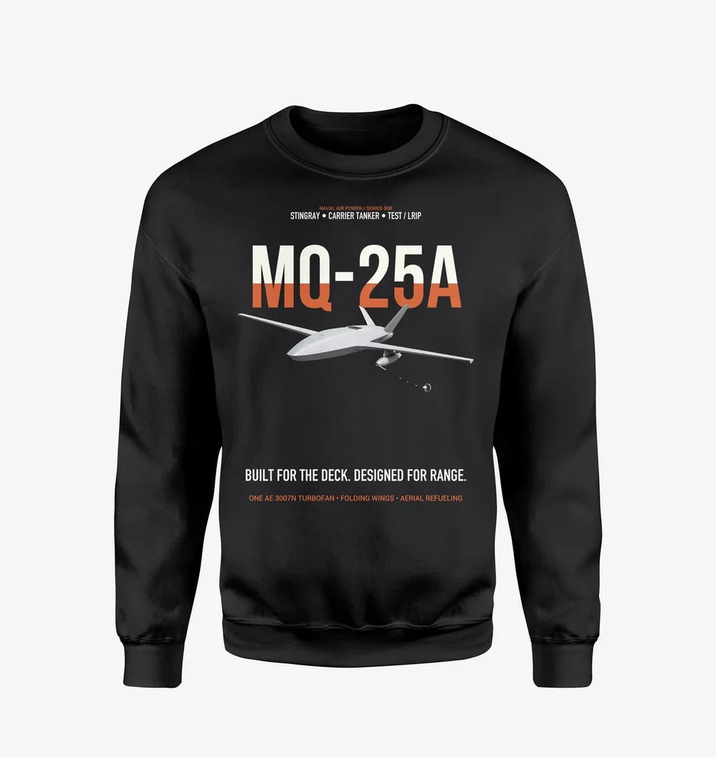 MQ-25A STINGRAY design on black sweatshirt