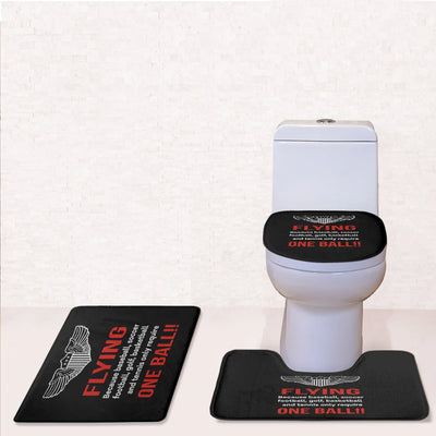 Flying One Ball Toilet Seat Cover Three-piece aviation print on soft fabric toilet seat cover set.
