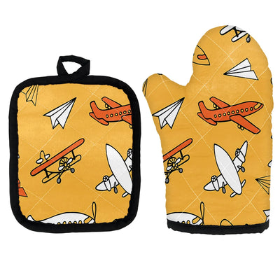 Super Drawings of Airplanes Kitchen Glove & Holder aviation design on durable fabric with insulated lining kitchen glove holder.
