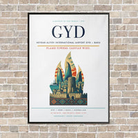 Thumbnail for Heydar Aliyev International Airport GYD — Baku vertical canvas print - framed - white background