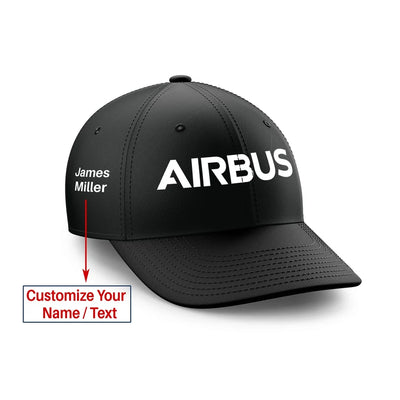 Airbus & Text Embroidered aviation embroidery on durable cotton customizable cap.