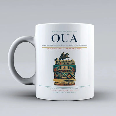 Sankara International Airport OUA — Ouagadougou Mug design on white thomas