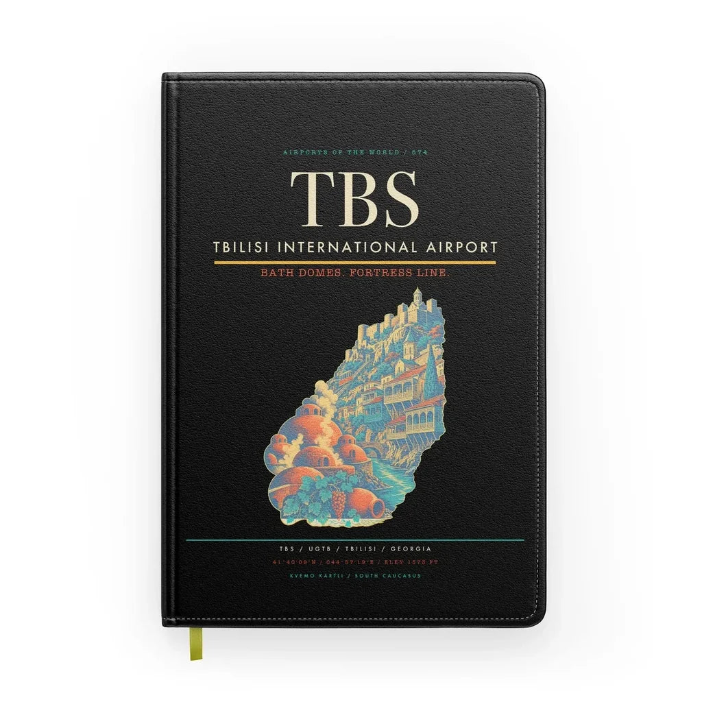 Tbilisi International Airport (TBS) design on black notebook